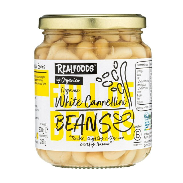 Realfoods by Organico Cannellini Beans in Water 370g, imported from the UK