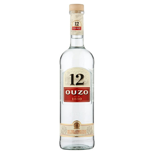 Ouzo 12 Greek spirit 70cl, imported from the UK
