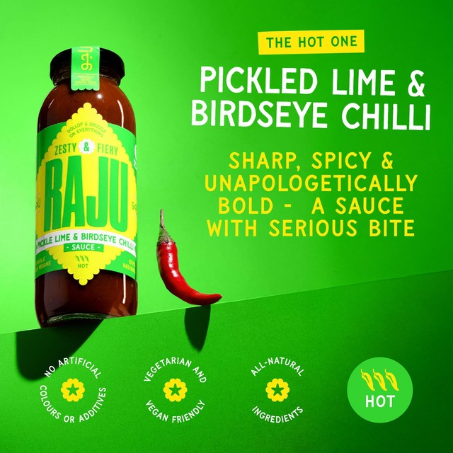 Raju pickled lime and birdseye chilli hot sauce 280g, imported from the UK