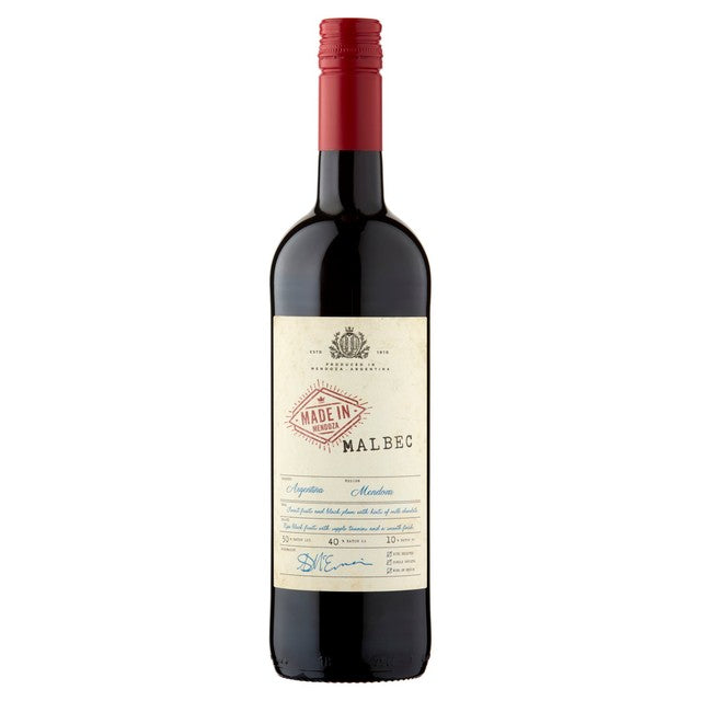Made in Mendoza Malbec Red Wine 75cl, imported from the UK