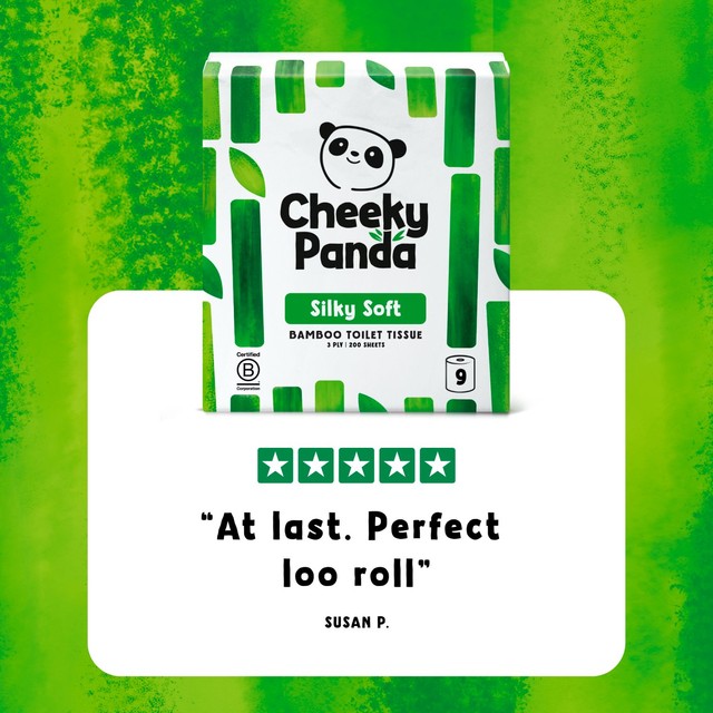 The Cheeky Panda Natural 3-Ply Bamboo Toilet Tissue 9 Roll Pack - British product