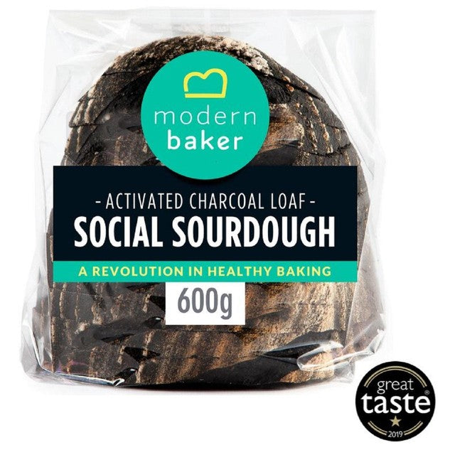Modern Baker charcoal sourdough loaf 600g, imported from the UK