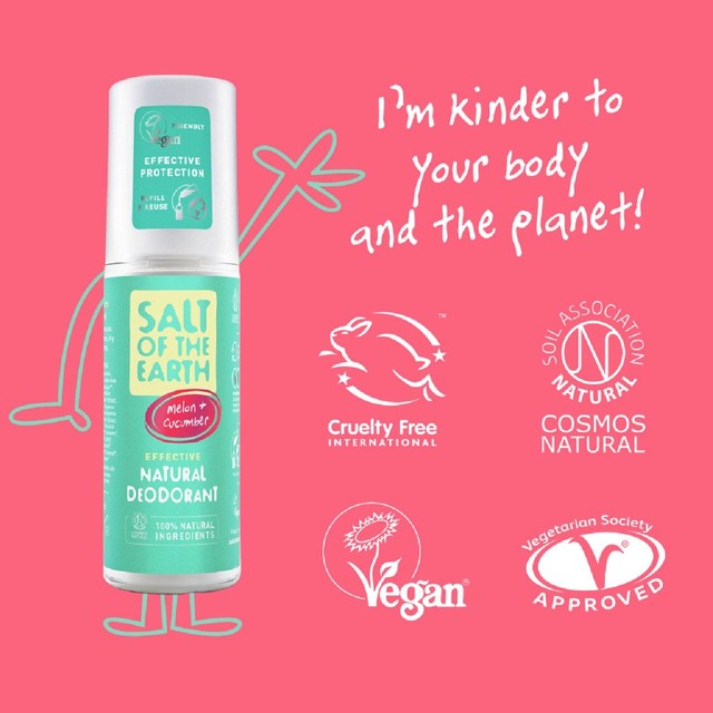 Salt of the Earth melon and cucumber natural deodorant spray 100ml (British brand)