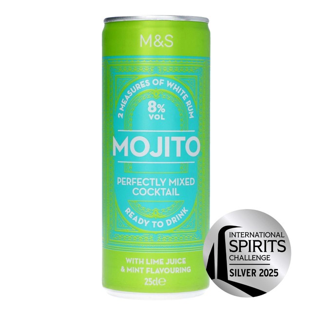 M&S mojito ready-to-drink cocktail 25cl, imported from the UK