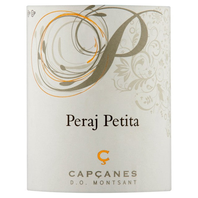 Capcanes Peraj Petita red wine bottle - British product