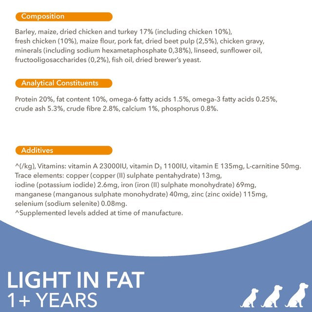 Iams dry dog food light in fat with fresh chicken 2kg, UK version