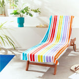 Catherine Lansfield rainbow stripe sun lounger towel (British brand)