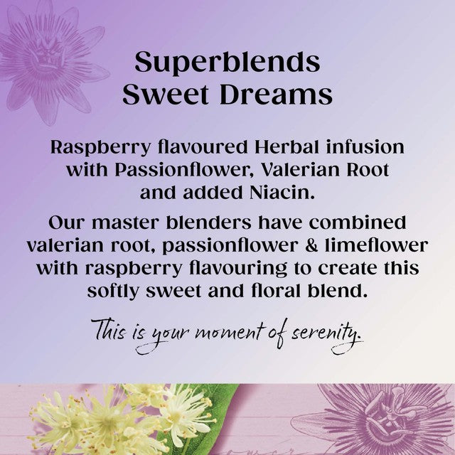 Twinings Superblends Sweet Dreams raspberry herbal tea 20 bags (British brand)