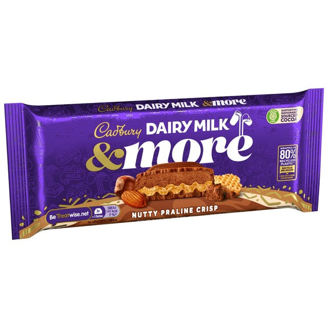 Cadbury nutty praline crisp chocolate bar 180g - British product