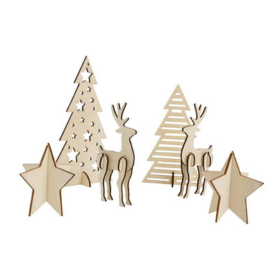 Sainsburys Sainsburys Home 3D Wood Table Decorations 6pk- Buy online at McGrocer