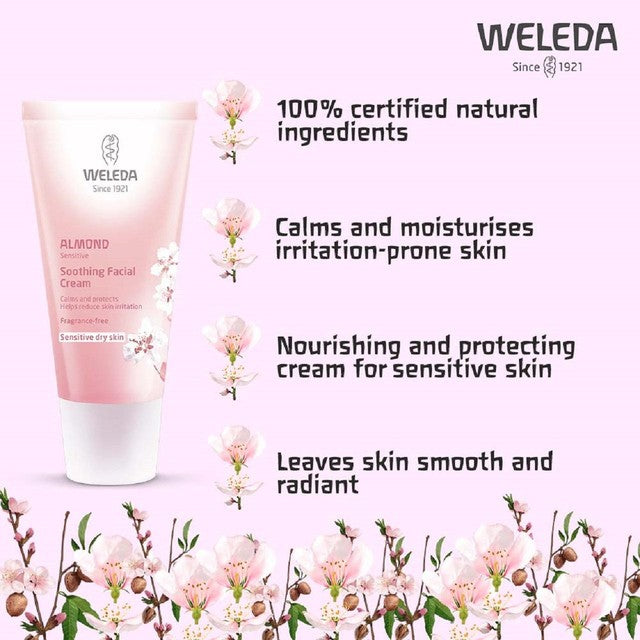 Weleda Sensitive Soothing Face Moisturiser with Organic Almond 30ml (British brand)
