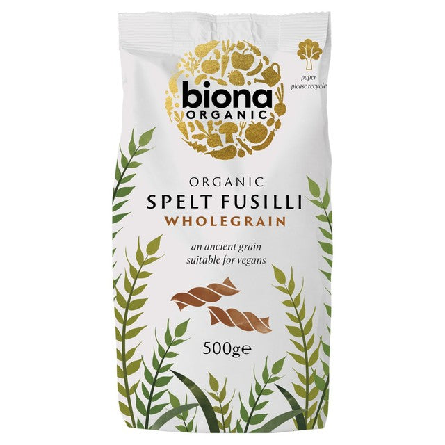 Biona Spelt Wholegrain Fusilli Pasta 500g - British product