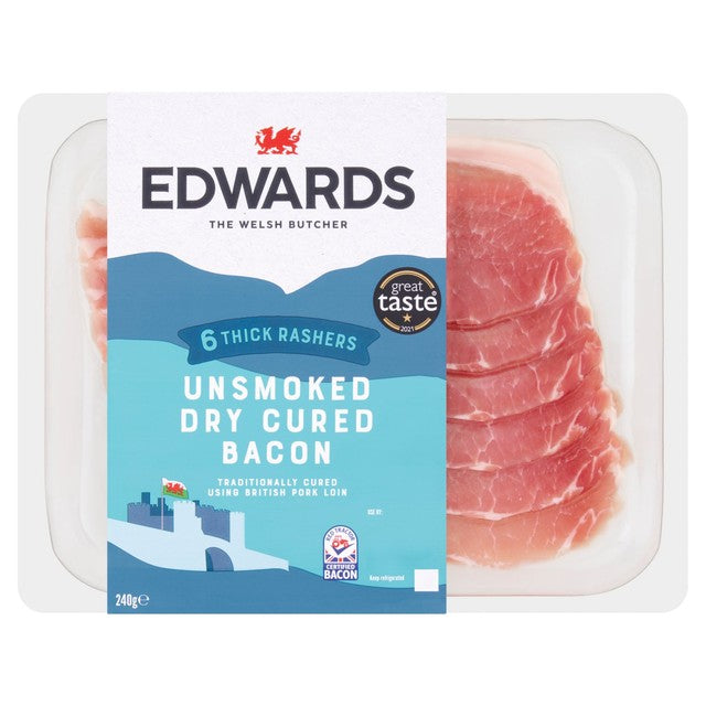 Edwards of Conwy thick unsmoked bacon 240g, UK version