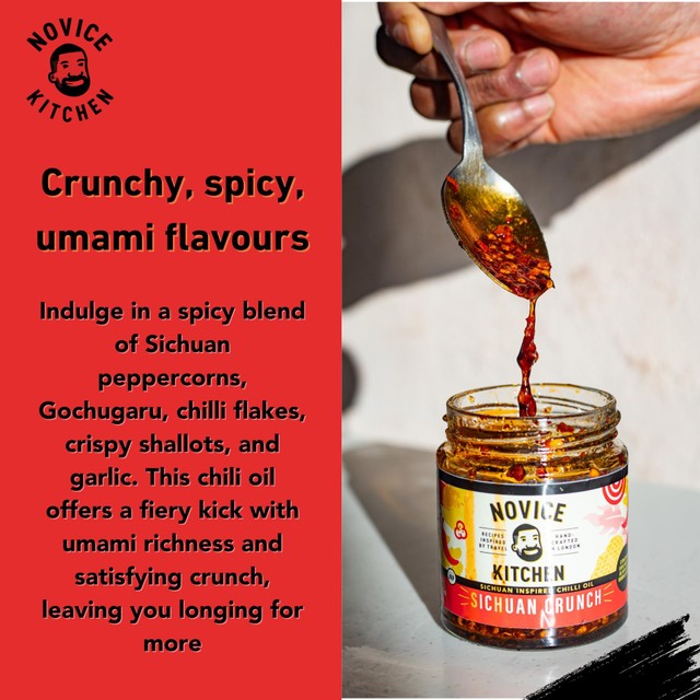 Novice Kitchen Sichuan Crunch Chilli Oil 190g, imported from the UK