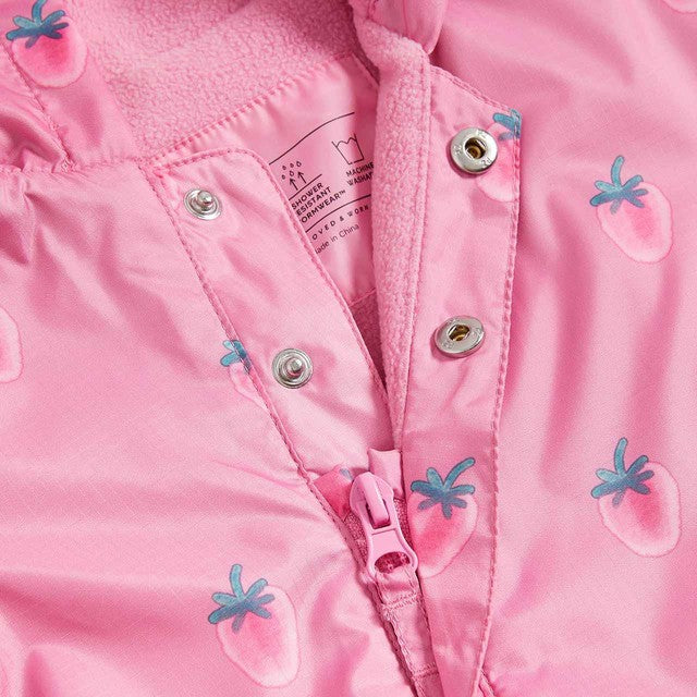M&S girls strawberry hooded puddlesuit 3-6 months, imported from the UK