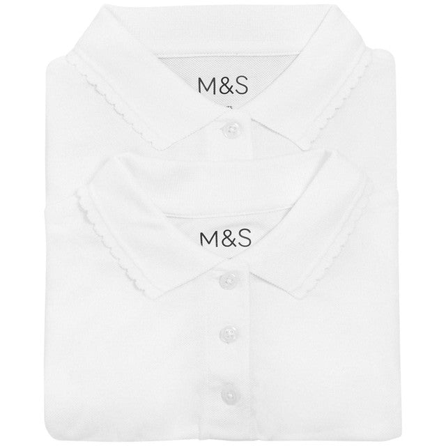 M&S girls slim fit polo shirt 2-pack 12-13Y, imported from the UK