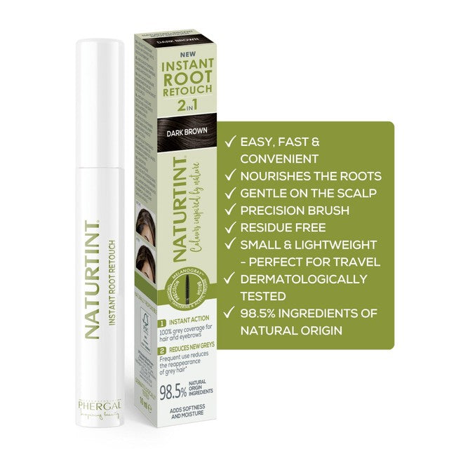 Naturtint hair colour root touch-up Dark Brown 10g, imported from the UK