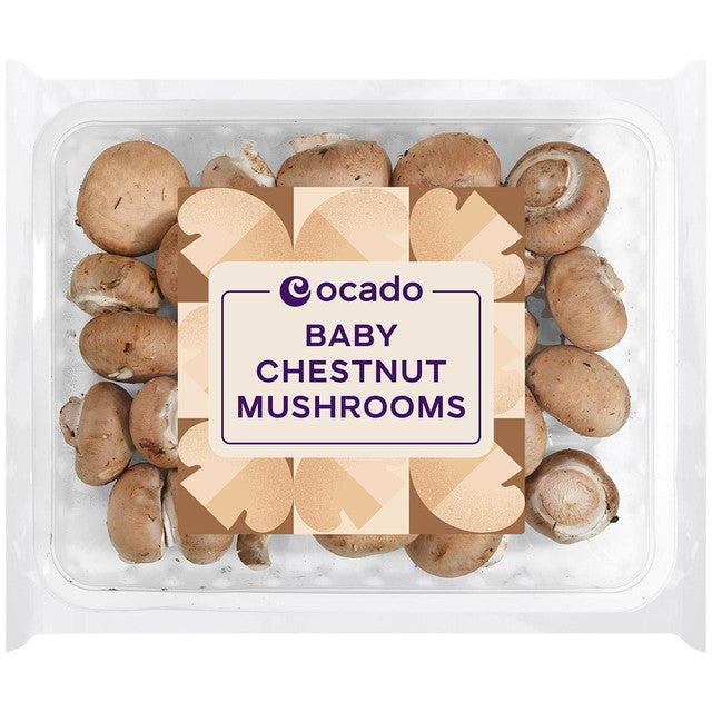 Ocado baby chestnut mushrooms 150g, imported from the UK