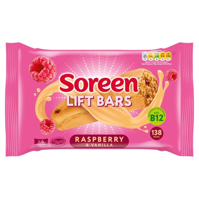 Soreen lift bars raspberry vanilla cake bars 4-pack (British brand)