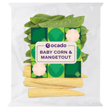 Ocado baby corn and mangetout vegetable mix 190g, imported from the UK