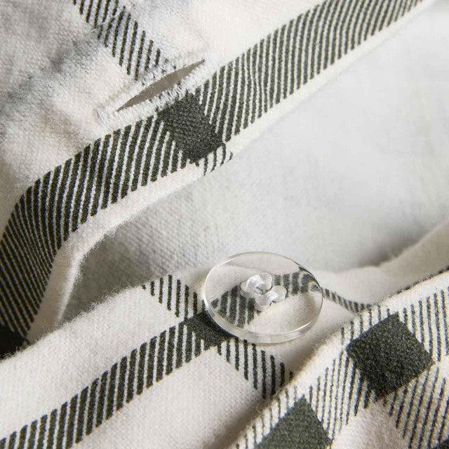 M&S brushed cotton king size green checked bedding set, UK version