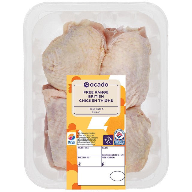 Ocado free range chicken thighs 4 pieces 700g, imported from the UK