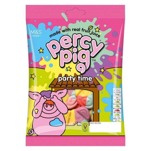 M&S Percy Pig Party Gums 150g, imported from the UK