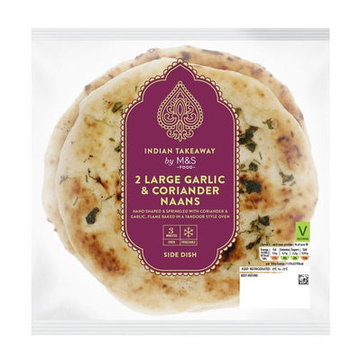 M&S 2 Store Hvitløks- & Koriander Naanbrød 260g