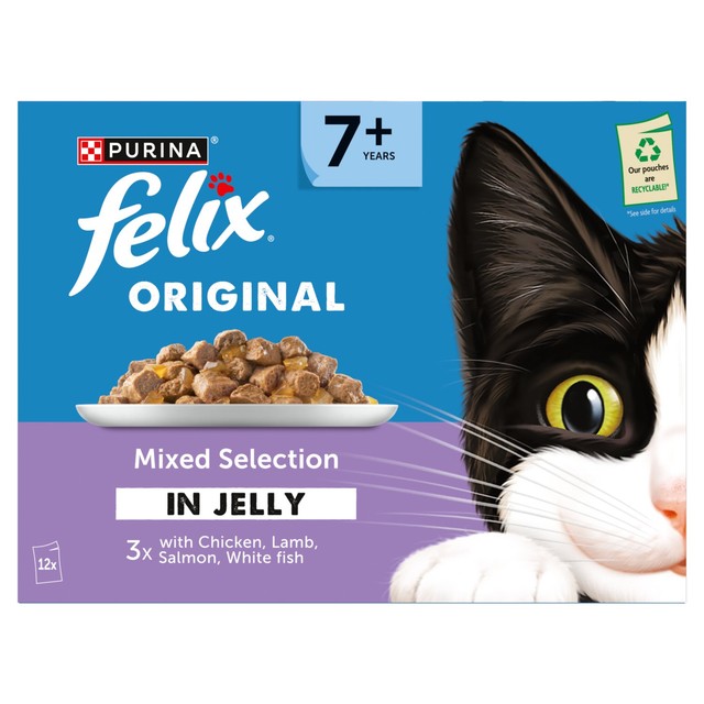 Felix Senior cat food mixed jelly selection 12x85g - British product