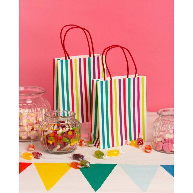 Talking Tables striped rainbow party bags 8 per pack (British brand)
