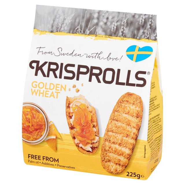 Pagen Golden Krisprolls crispbread 225g, imported from the UK