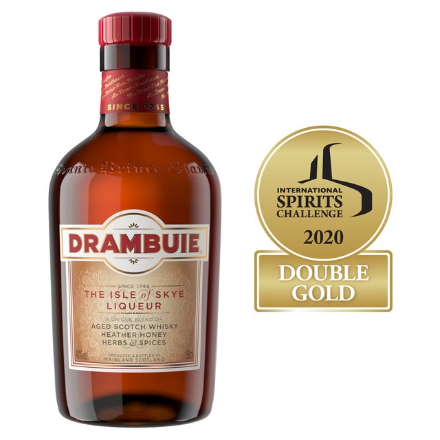 Drambuie honeyed Scotch whisky liqueur in glass bottle - British product