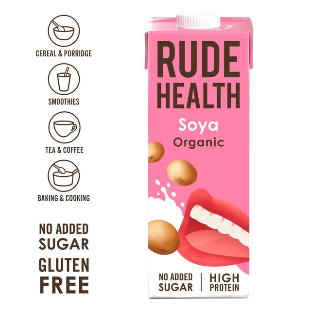 Rude Health Organic Soya Drink Longlife 1L, imported from the UK