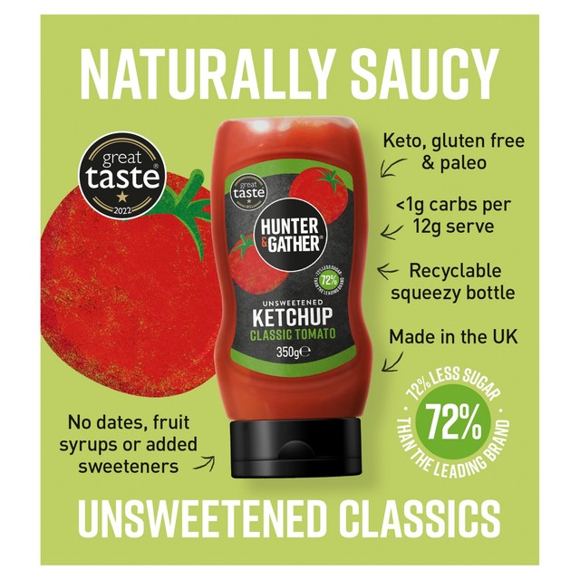 Hunter & Gather unsweetened tomato ketchup 350g, UK version