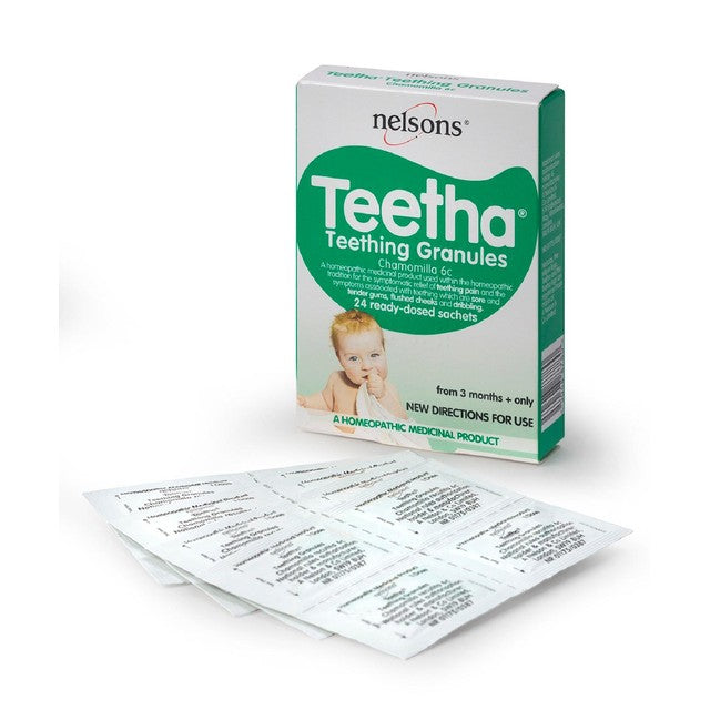 Nelsons Teetha Teething Granules 24 sachets, imported from the UK