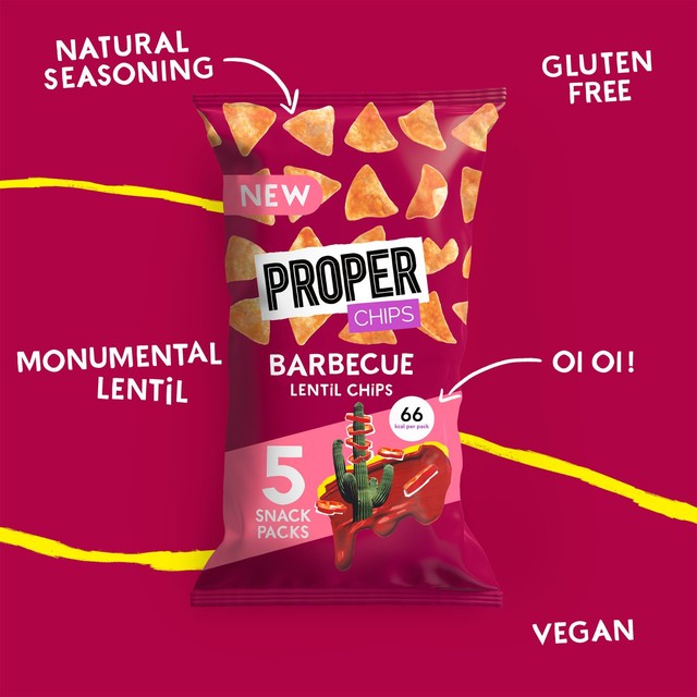 Properchips barbecue lentil chips, imported from the UK