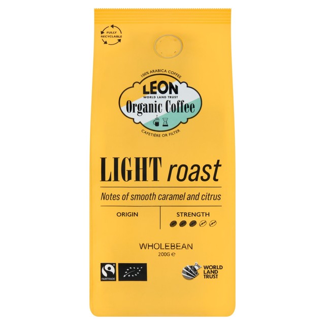 Leon light roast coffee beans 200g, UK version