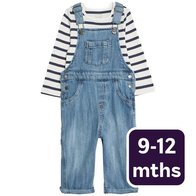 طقم M&S Denim Dungaree Dark Denim للأطفال 9-12 شهرًا - اشترِ عبر الإنترنت من McGrocer