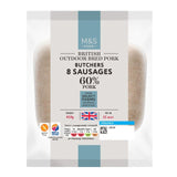 M&S Butchers pork sausages 8 pack 454g, imported from the UK