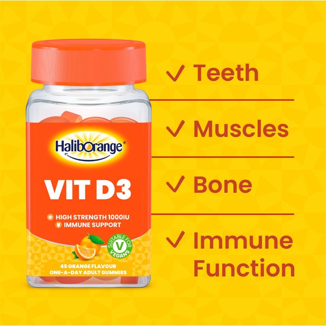 Haliborange adult high strength immune support orange gummies 45 pack, UK version