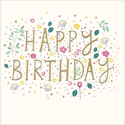 M&S Woodmansterne Floral Happy Birthday Greeting Card 17.3 x 16.7cm- Buy online at McGrocer