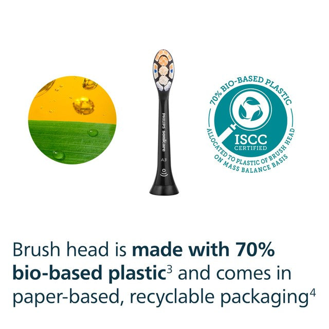 Philips Sonicare A3 brush head black 2+1 pack, imported from the UK