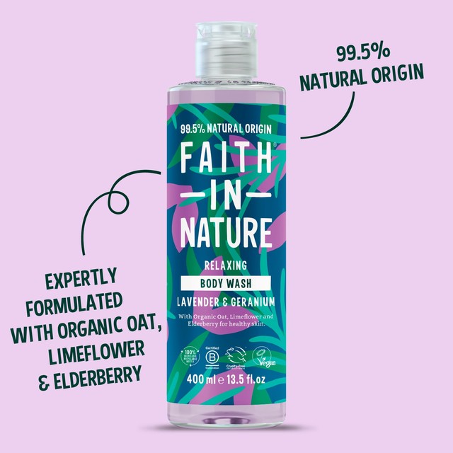 Faith In Nature lavender and geranium body wash 400ml - British product