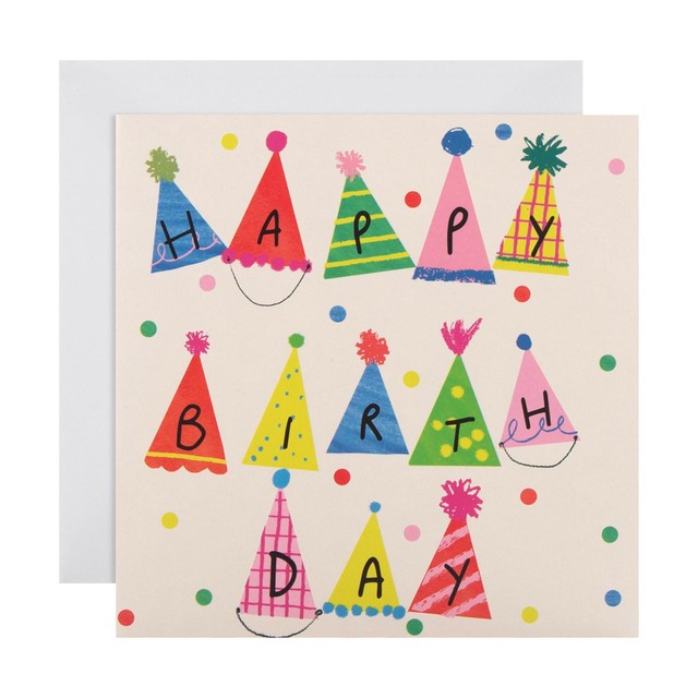 M&S party hats birthday card, imported from the UK