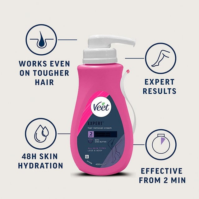 Veet Expert Hair Removal Cream Legs & Body 400ml (British brand)