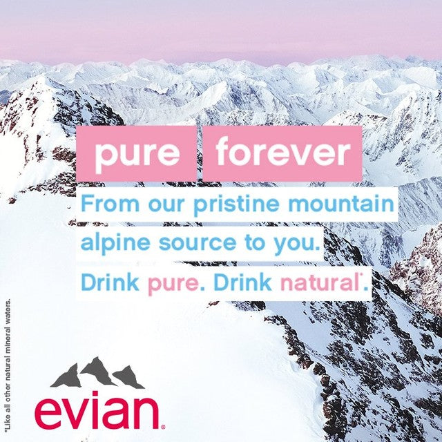 Evian SOMA glass water bottle Designer Light Blue 500ml - British product