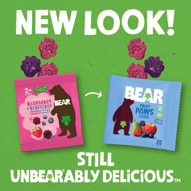 Bear Paws strawberry and apple fruit shapes 5x20g multipack - British product