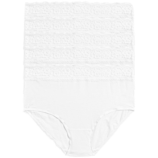 M&S Womens Collection Cotton Lycra & Lace Full Briefs, 5 Pack, 18 White