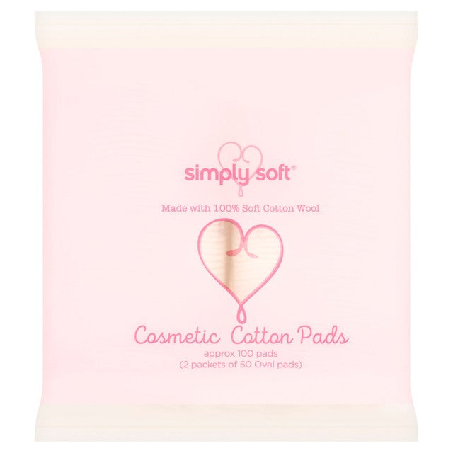 Simply Soft oval cosmetic cotton pads 100 pads (British brand)