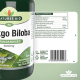 Natures Aid Ginkgo Biloba supplement tablets 90 tablets, imported from the UK